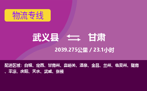 武义到甘肃物流公司|武义县到甘肃货运专线-效率先行