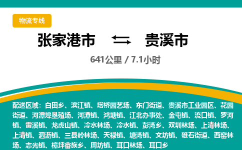 张家港到贵溪市物流公司-张家港市物流托运贵溪市货运专线价格优惠「每天发车」