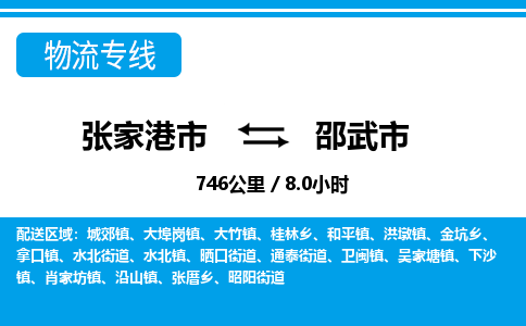 张家港到邵武市物流公司-张家港市物流托运邵武市货运专线价格优惠「每天发车」