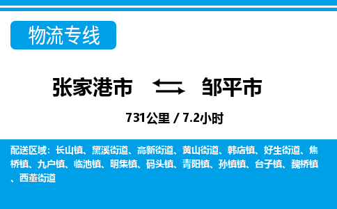张家港到邹平市物流公司-张家港市物流托运邹平市货运专线价格优惠「每天发车」