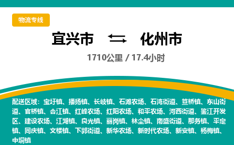 找整车运输：宜兴到化州市物流公司，托运物流专线2025讲信誉+排名一览