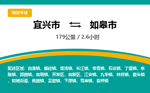 找整车运输：宜兴到如皋市物流公司，托运物流专线2025讲信誉+排名一览